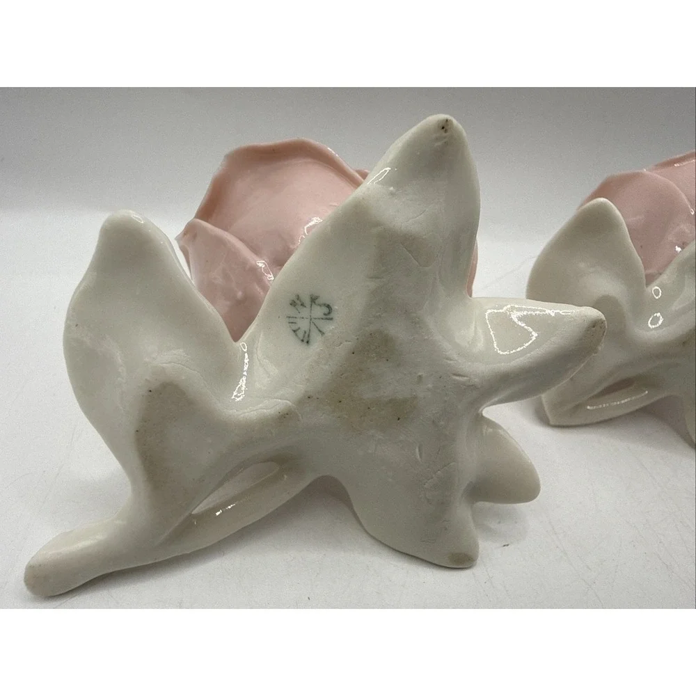 2 Antique Karl Ens Porcelain 2 Pink Roses - Made in Volkstedt Germany